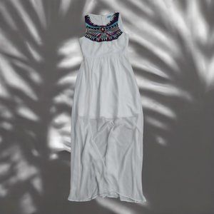 Aina Be Beaded Statement Collar Sleeveless Dress